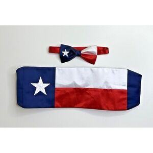 Texas Flag Red White Blue Star Tuxedo Cummerbund & Bowtie Set Lonestar Flag